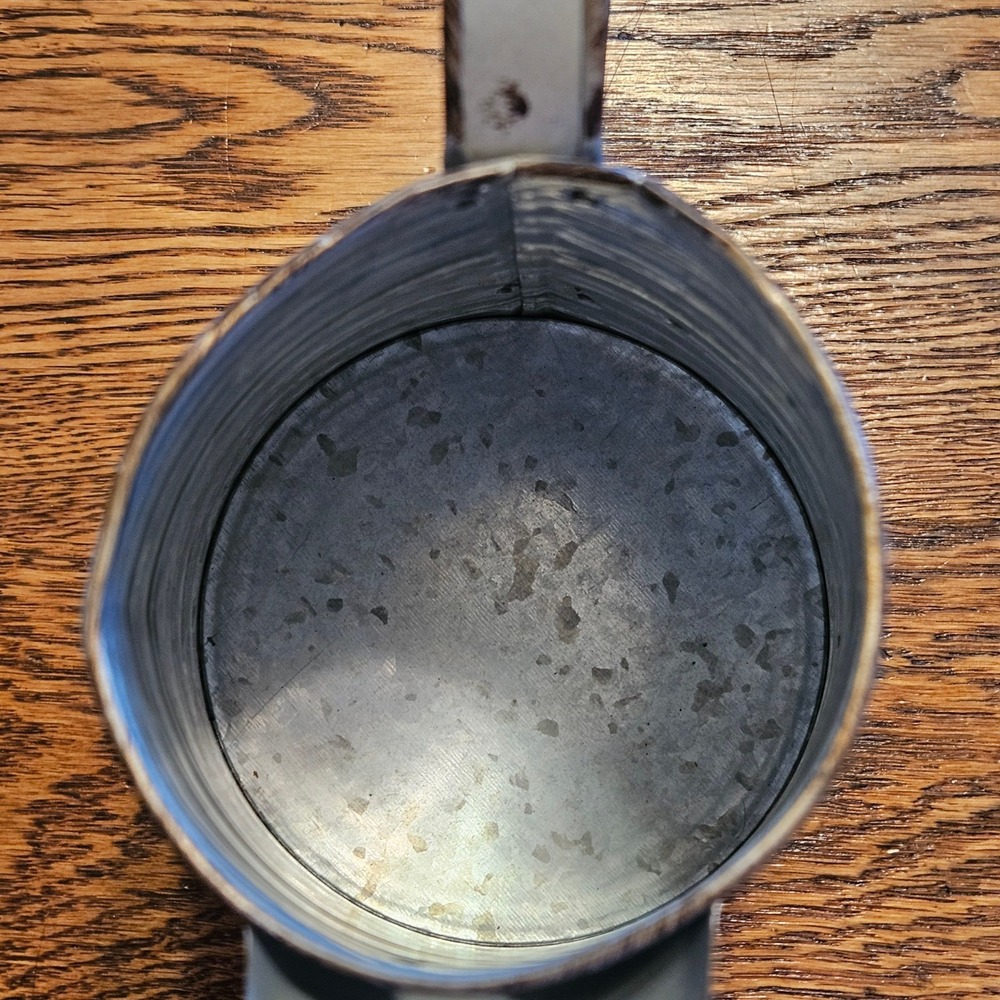 French Country Galvanized Metal Pitcher Lyon 1957 Rustic Farmhouse Decor 8in - Picture 4 of 6